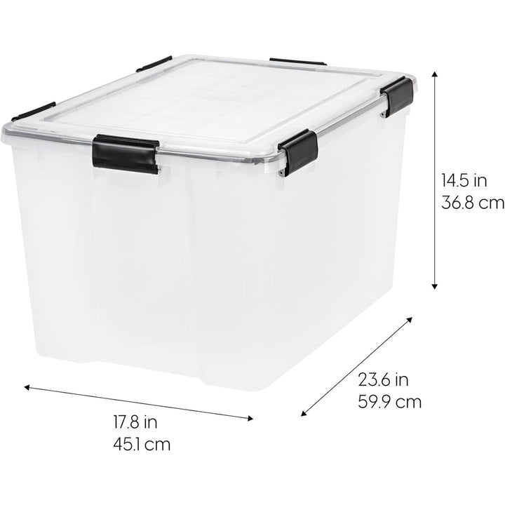 IRIS USA 74 Qt Storage Bins Plastic Gasket Box w/Latching Lids, 2pk (Open Box)