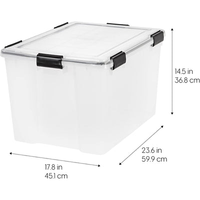 IRIS USA 4 Pack 74 Qt Storage Bins Plastic Gasket Box with Tight Latching Lids