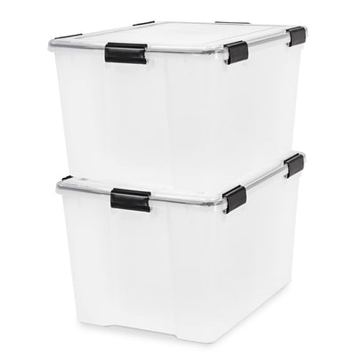 IRIS USA 4 Pack 74 Qt Storage Bins Plastic Gasket Box with Tight Latching Lids
