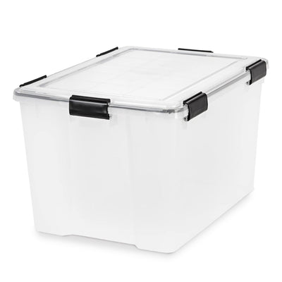 IRIS USA 4 Pack 74 Qt Storage Bins Plastic Gasket Box with Tight Latching Lids