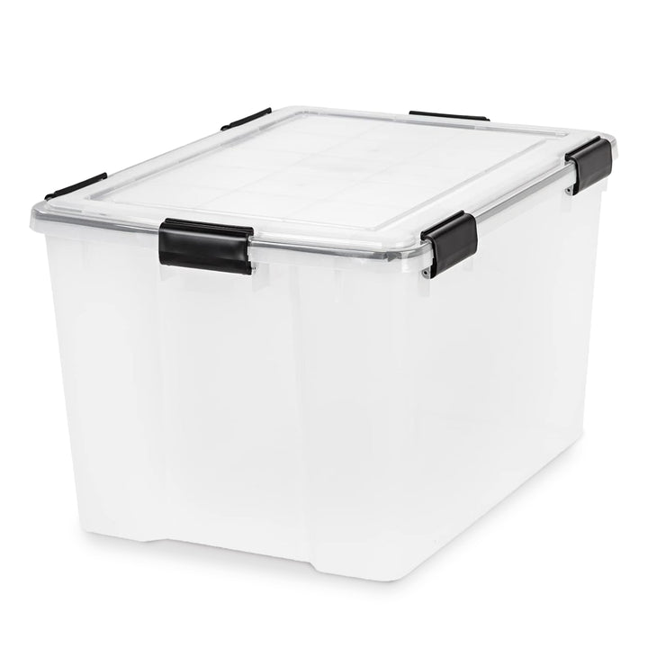 IRIS USA 74 Qt Storage Bins Plastic Gasket Box w/Latching Lids, 2pk (Open Box)