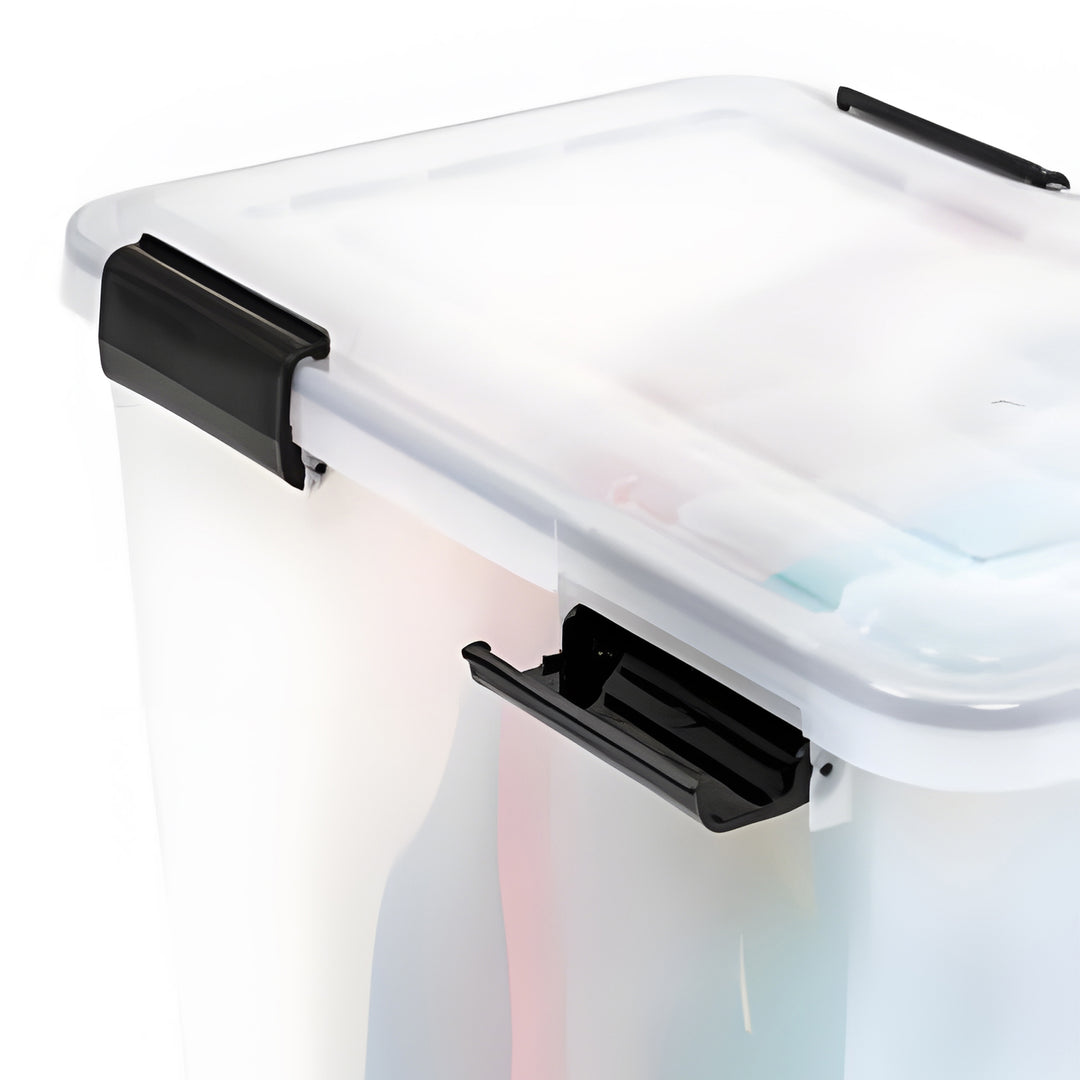 IRIS USA 74 Qt Storage Bins Plastic Gasket Box w/Latching Lids, 2pk (Open Box)