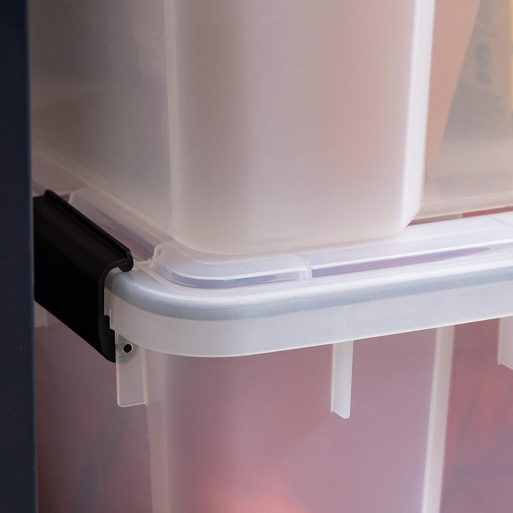 IRIS USA 74 Qt Storage Bins Plastic Gasket Box w/Latching Lids, 2pk (Open Box)
