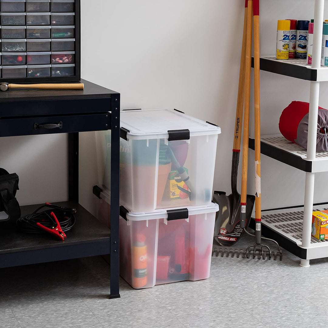 IRIS USA 74 Qt Storage Bins Plastic Gasket Box w/Latching Lids, 2pk (Open Box)