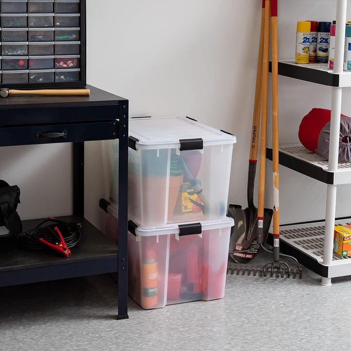 IRIS USA 74 Qt Storage Bins Plastic Gasket Box w/Latching Lids, 2pk (Open Box)