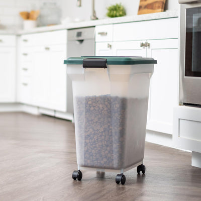 IRIS USA Pet Food Storage Container, Airtight Rolling Bin, 42 lbs, Green, 6 Pack