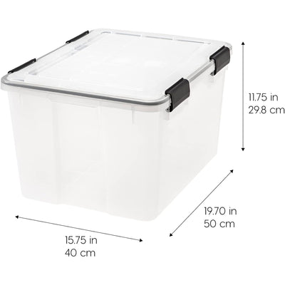 IRIS USA 47 Qt Storage Bins Plastic Gasket Box w/ Latching Lids, 2 Pk(Open Box)