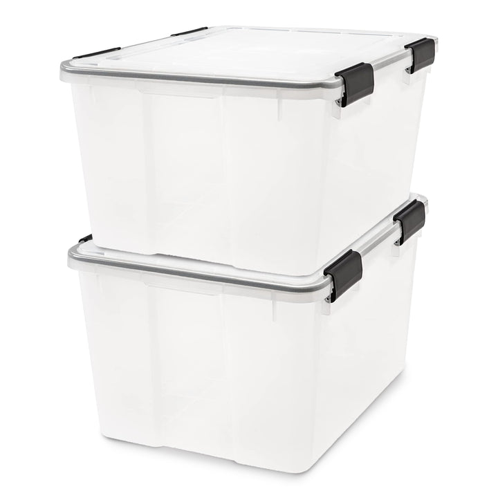 IRIS USA 47 Qt Storage Bins Plastic Gasket Box w/ Latching Lids, 2 Pk(Open Box)