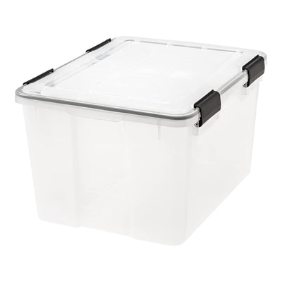 IRIS USA 4 Pack Storage Bins Plastic Gasket Box with Tight Latching Lids, 47 Qt
