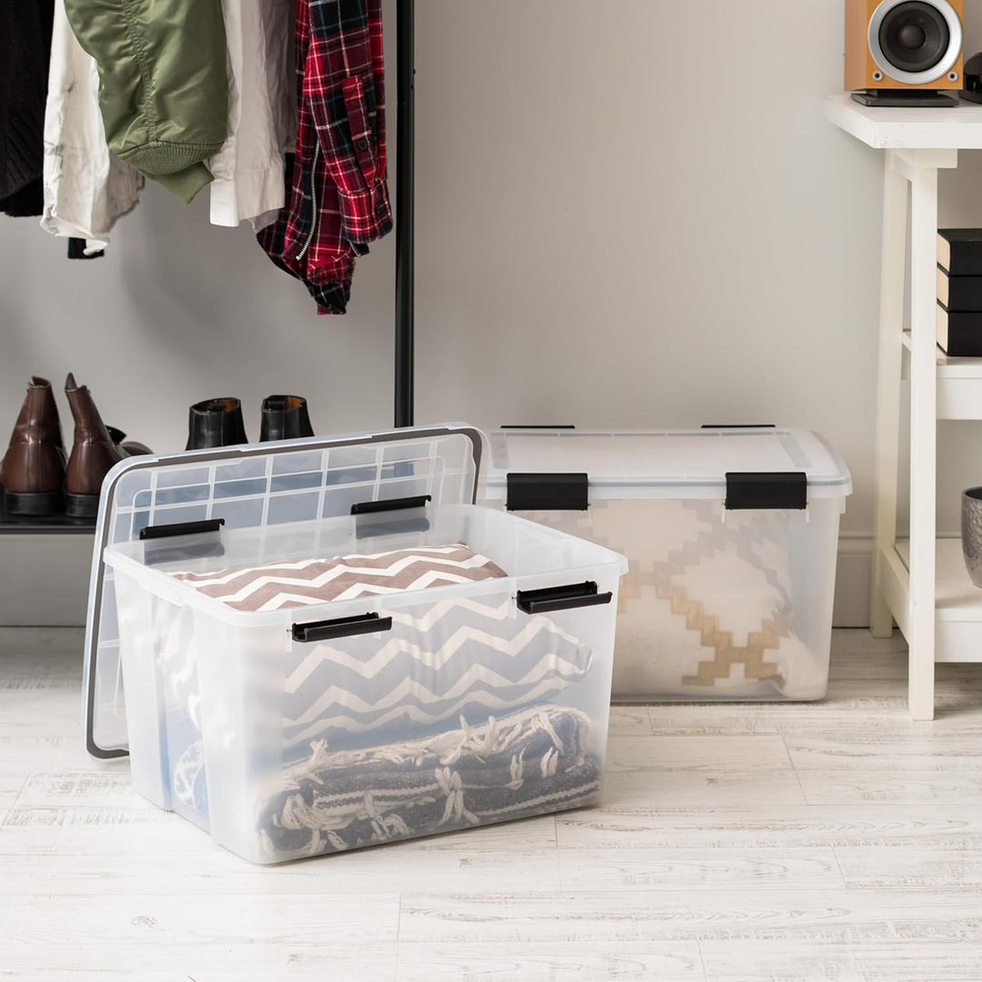 IRIS USA 47 Qt Storage Bins Plastic Gasket Box w/ Latching Lids, 2 Pk(Open Box)