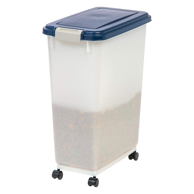 IRIS USA Pet Food Container, Airtight Bin w/Attachable Wheels, 38 lbs (Open Box) - VMInnovations