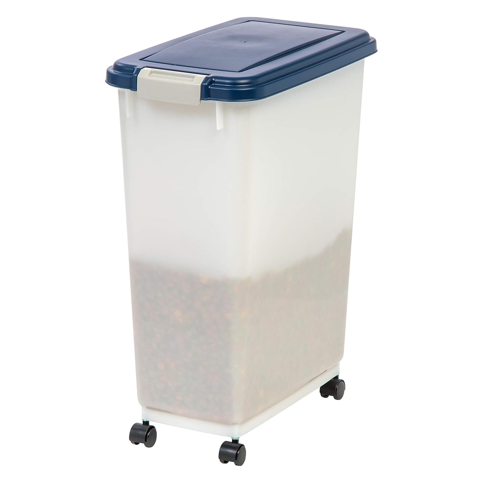 IRIS USA Pet Food Storage Container, Airtight Rolling Bin, 38 lbs, Navy, 6 Pack - VMInnovations