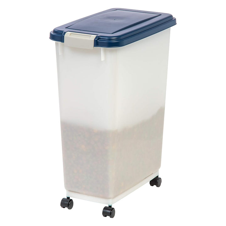 IRIS USA Pet Food Storage Container, Airtight Rolling Bin, 38 lbs, Navy, 6 Pack - VMInnovations