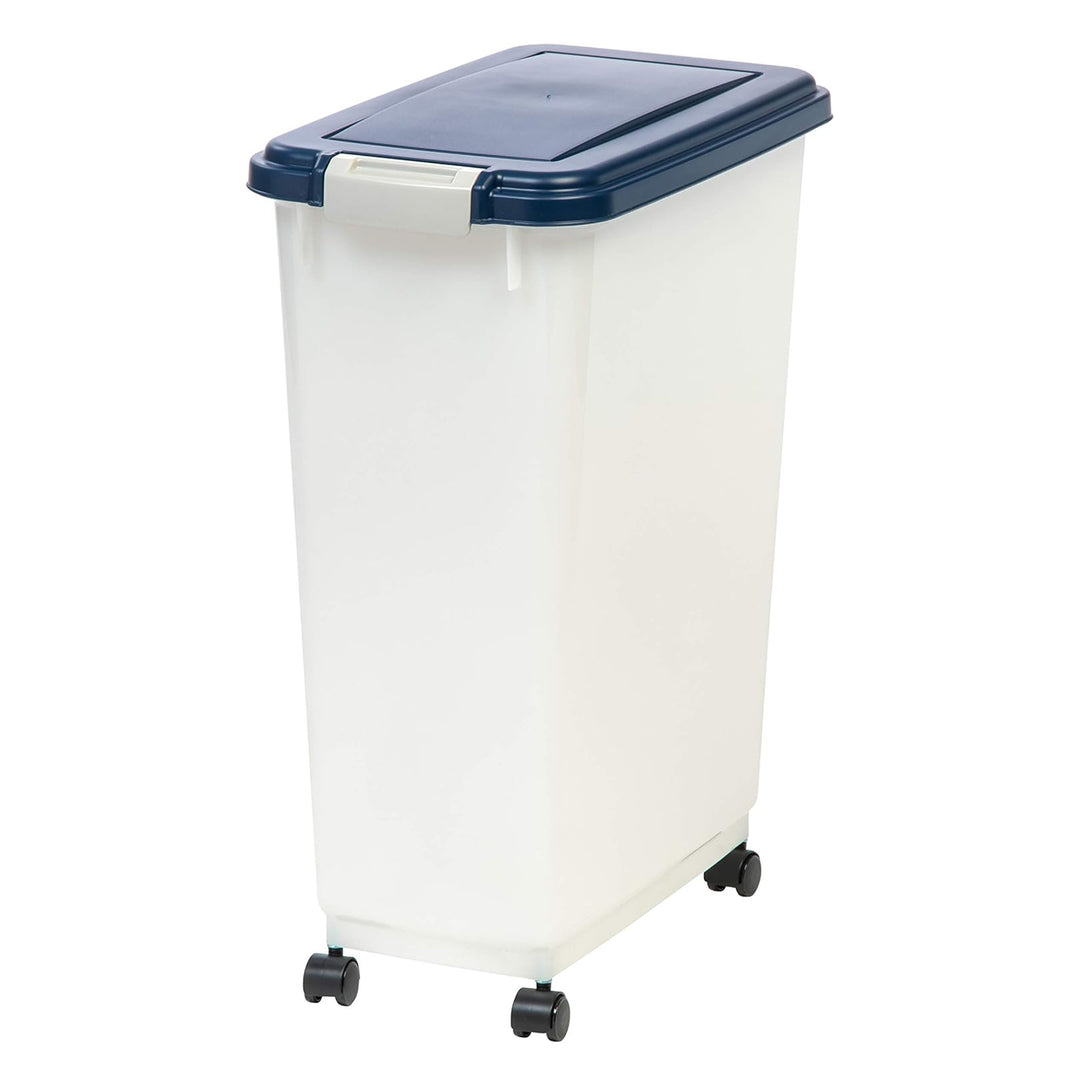 IRIS USA Pet Food Storage Container, Airtight Rolling Bin, 38 lbs, Navy, 6 Pack