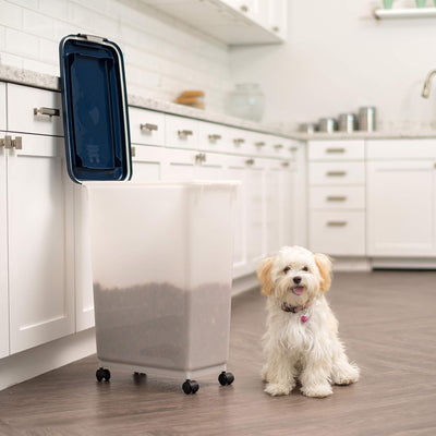 IRIS USA Pet Food Container, Airtight Bin w/Attachable Wheels, 38 lbs (Open Box) - VMInnovations