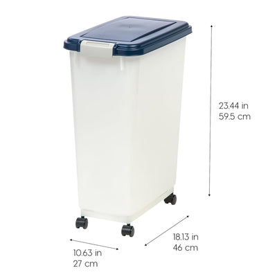 IRIS USA Pet Food Container, Airtight Bin w/Attachable Wheels, 38 lbs (Open Box) - VMInnovations