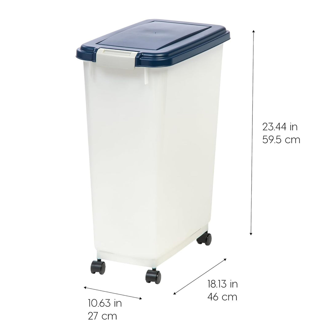 IRIS USA Pet Food Storage Container, Airtight Rolling Bin, 38 lbs, Navy, 6 Pack