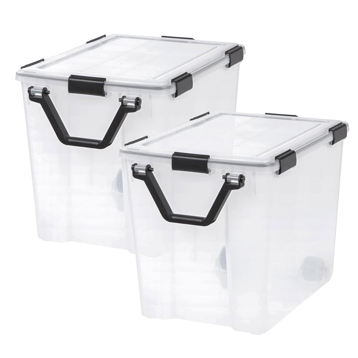 IRIS USA 103 Qt Bins Plastic Gasket Box w/Tight Latching Lids, 2pk (Open Box)