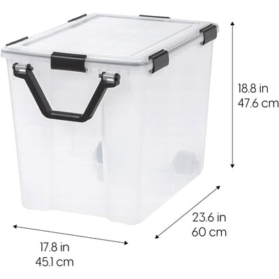 IRIS USA 4 Pack 103 Qt Storage Bins Plastic Gasket Box with Tight Latching Lids