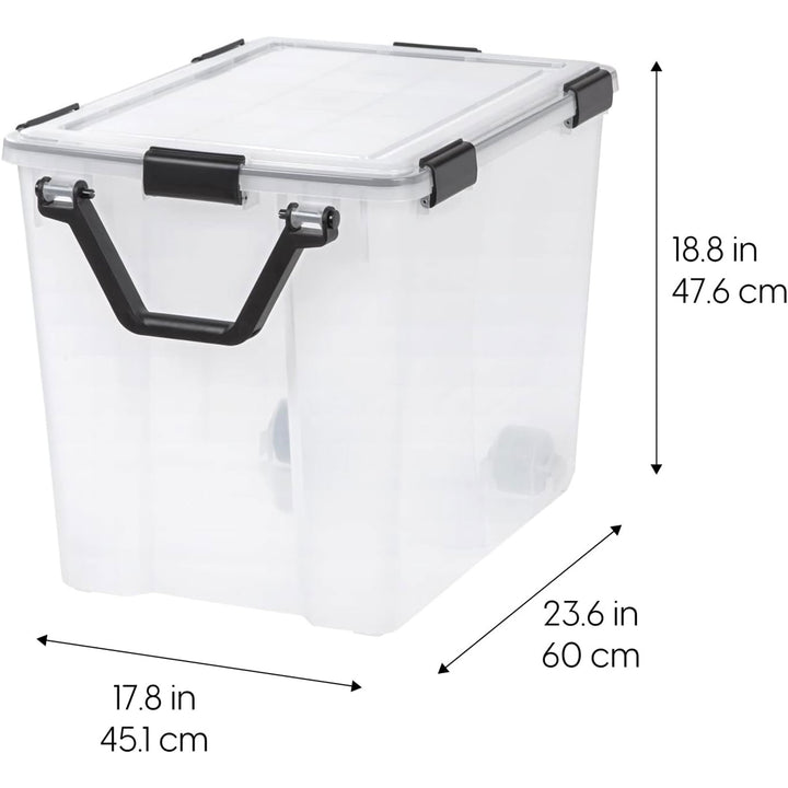 IRIS USA 103 Qt Bins Plastic Gasket Box w/Tight Latching Lids, 2pk (Open Box)