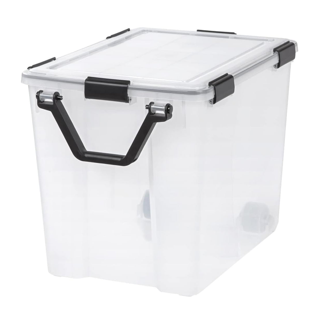 IRIS USA 103 Qt Bins Plastic Gasket Box w/Tight Latching Lids, 2pk (Open Box)