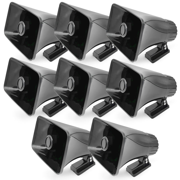 Pyle 8" PA Horn Speaker for Indoor/Outdoor Use, 65W Peak Power, Black, 8 Pack