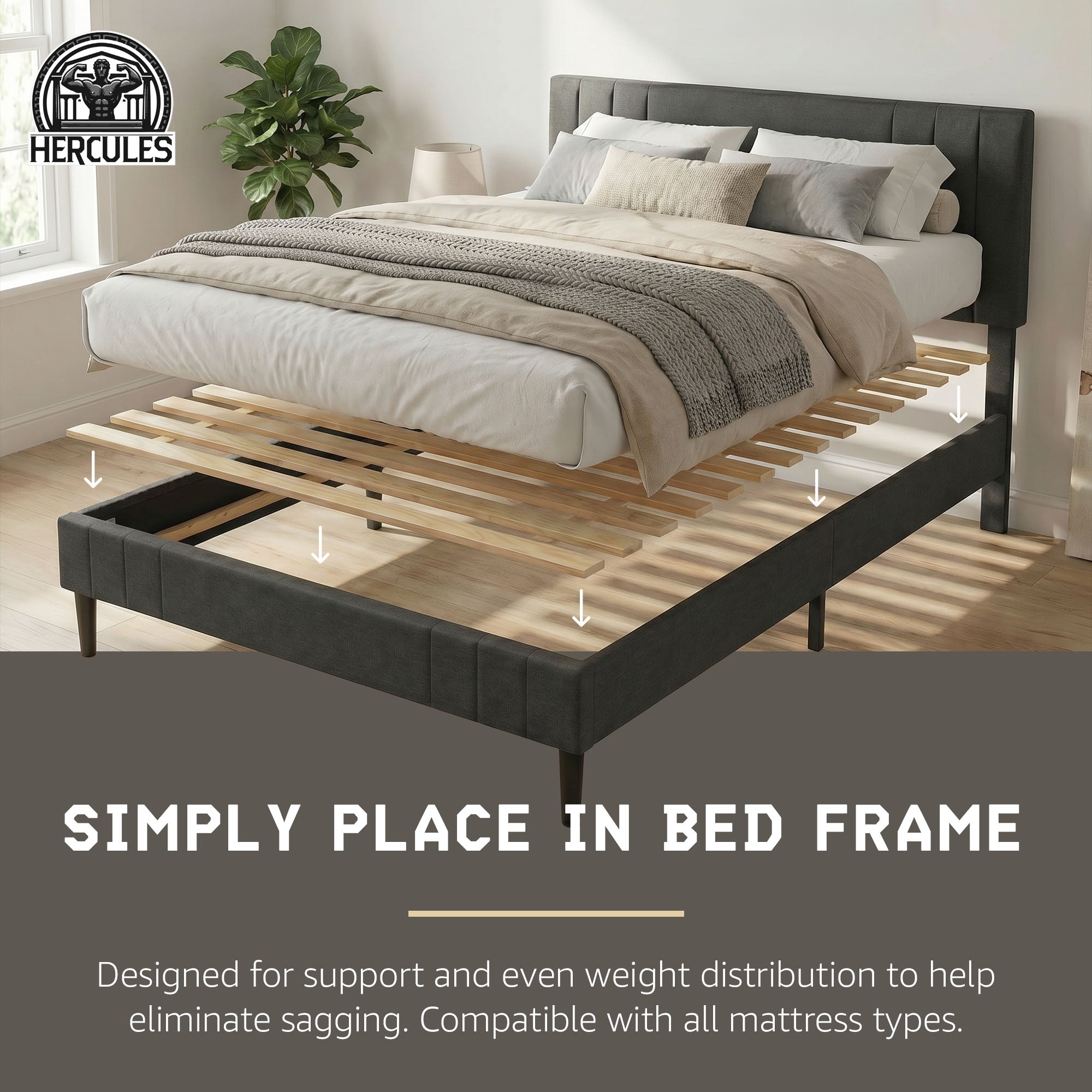 Hercules Xtreme Heavy-Duty Solid Pine Wood Bed Slats Bunkie Board, Twin Size