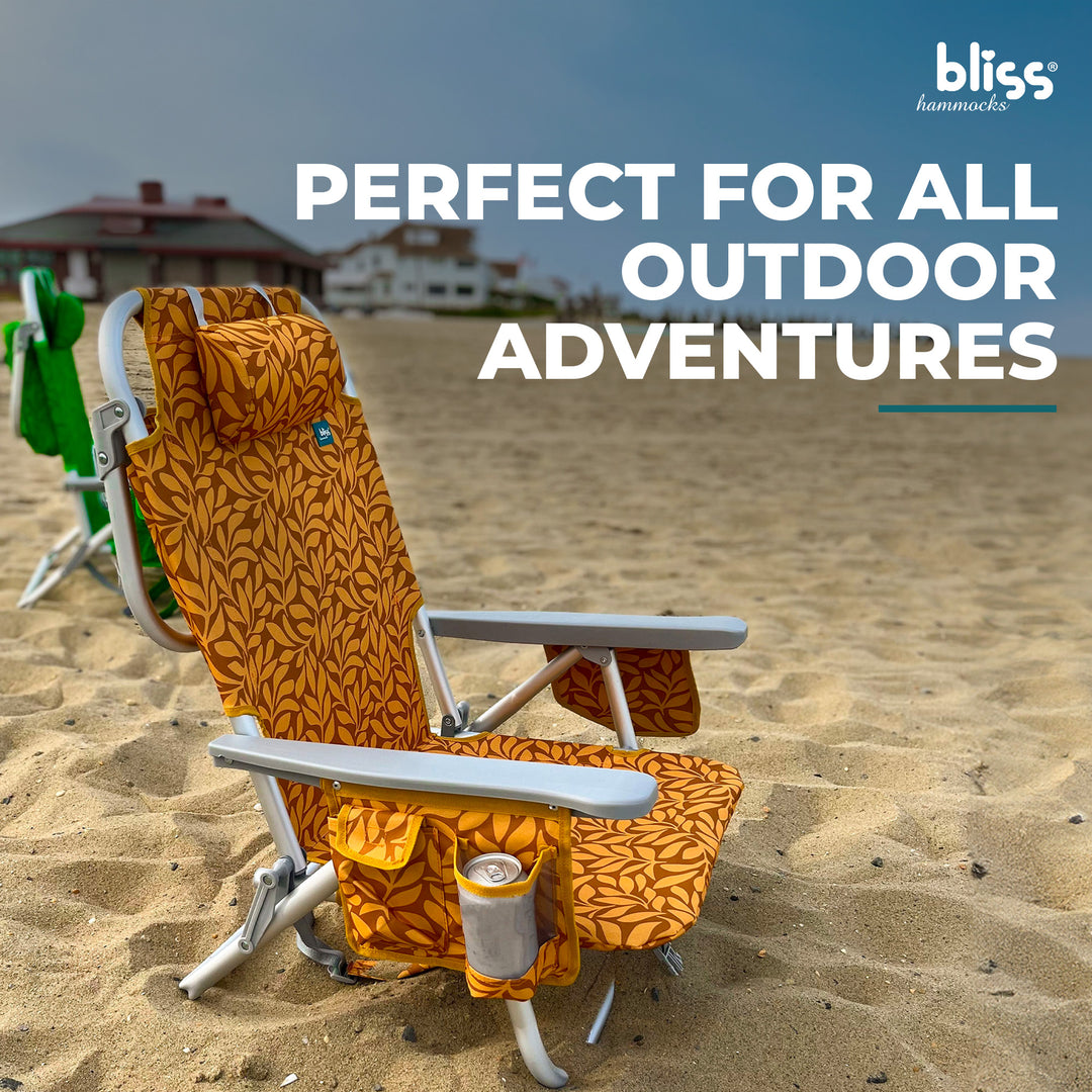 Bliss Hammocks Folding Beach Chair Recliner with Detachable Cooler (Open Box) - VMInnovations