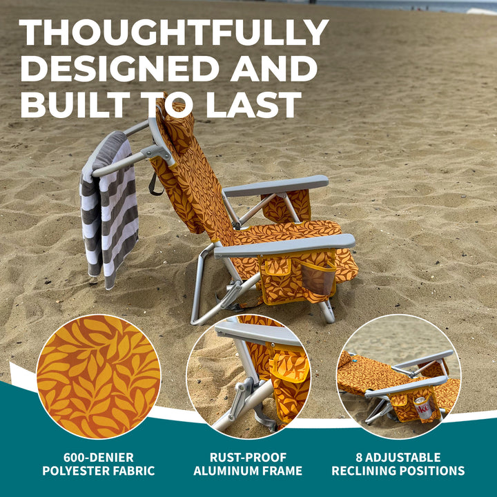 Bliss Hammocks Folding Beach Chair Recliner with Detachable Cooler (Open Box) - VMInnovations