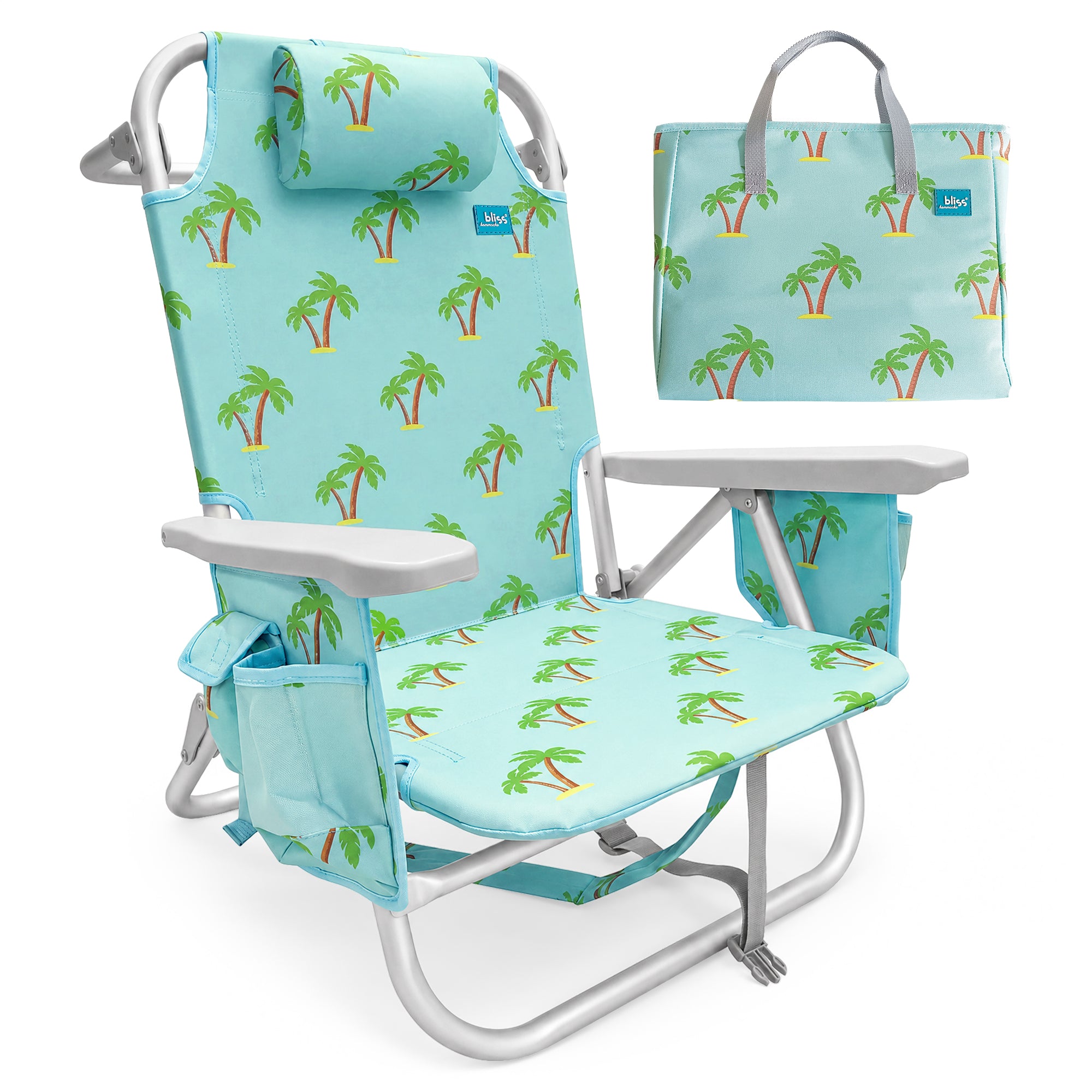 Bliss Hammocks Folding Beach Chair Recliner with Detachable Cooler (Open Box)