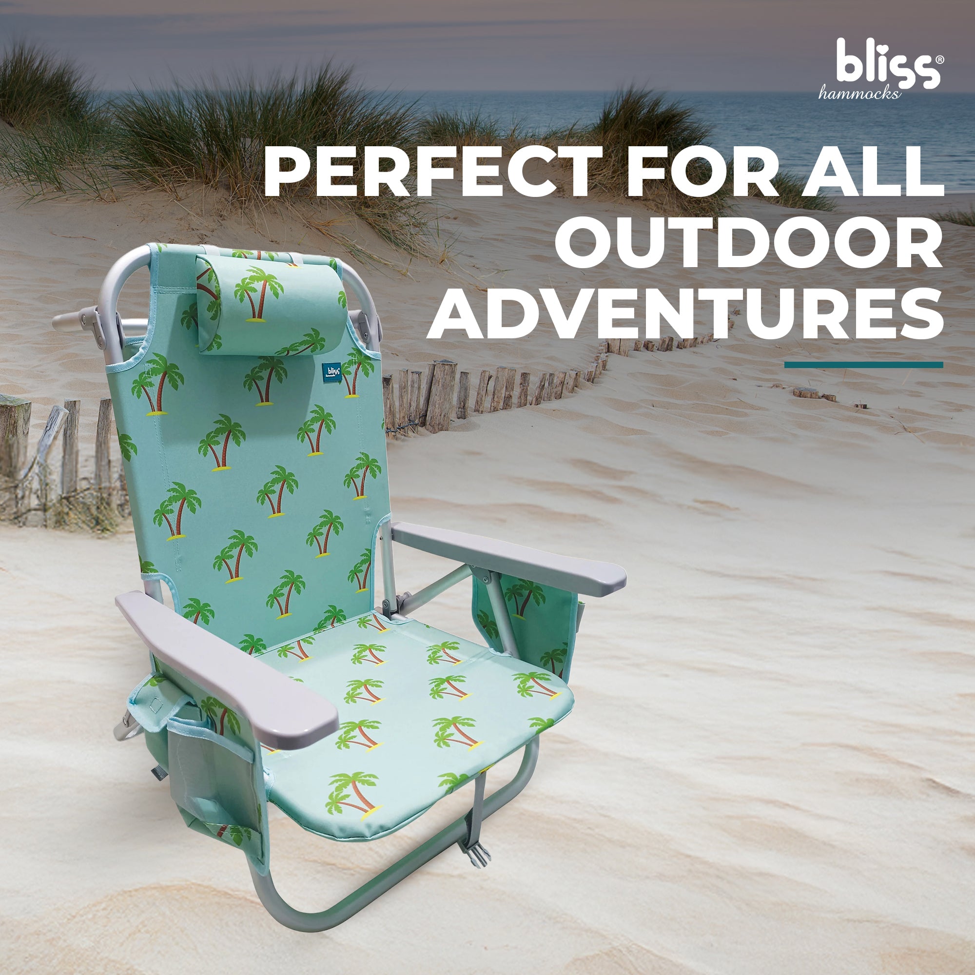 Bliss Hammocks Folding Beach Chair Recliner with Detachable Cooler (Open Box) - VMInnovations