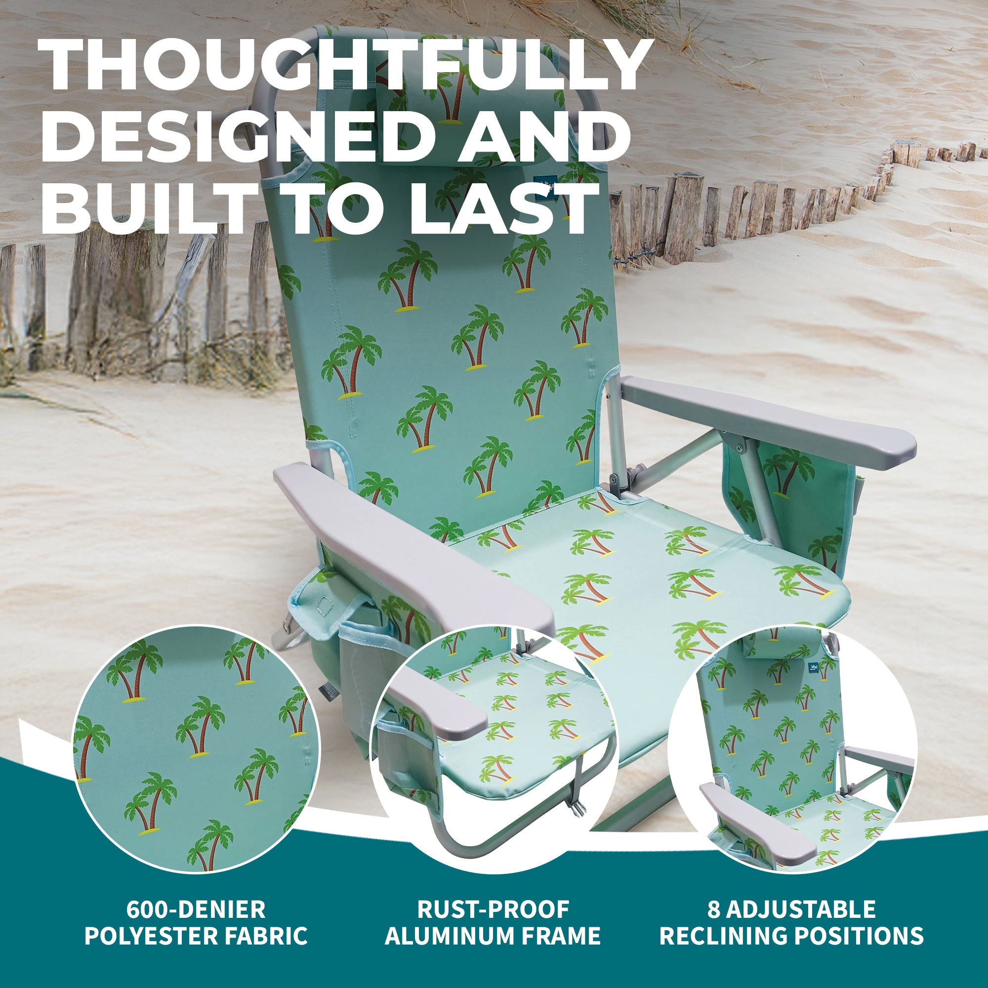 Bliss Hammocks Folding Beach Chair Recliner with Detachable Cooler (Open Box)