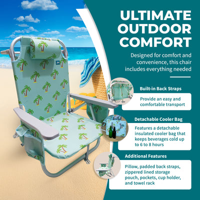 Bliss Hammocks Folding Beach Chair Recliner with Detachable Cooler (Open Box) - VMInnovations