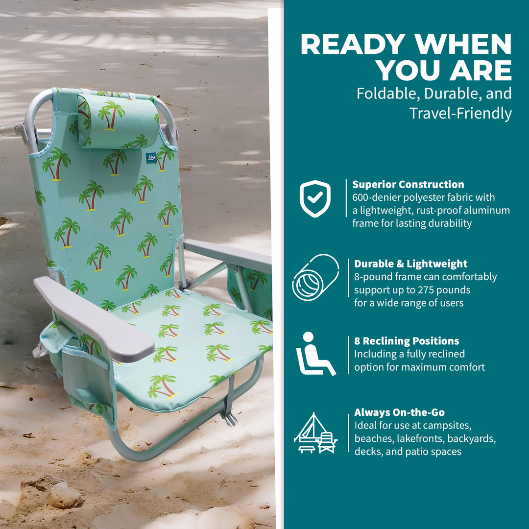 Bliss Hammocks Folding Beach Chair Recliner with Detachable Cooler (Open Box)