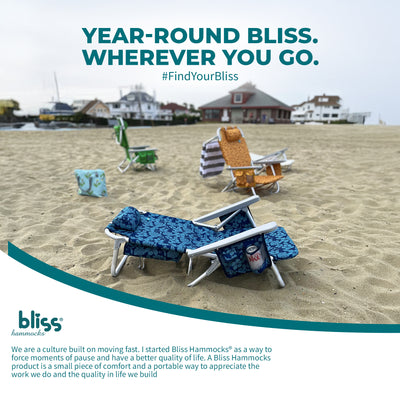 Bliss Hammocks Folding Beach Chair Recliner with Detachable Cooler (Open Box)