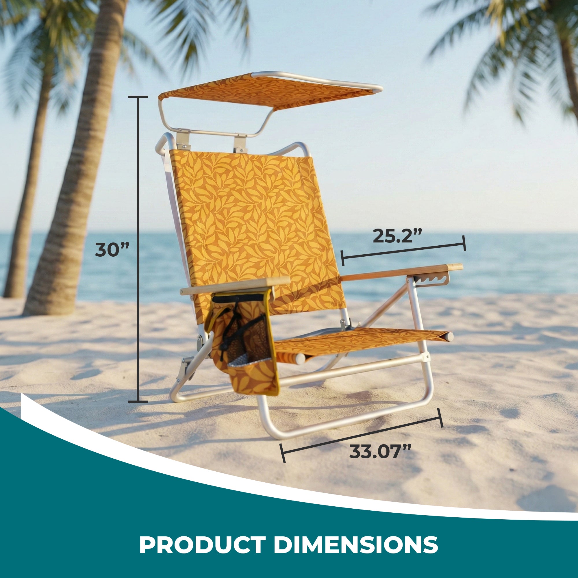 Bliss Hammocks Folding Beach Chair, Backpack Recliner with Canopy (Open Box) - VMInnovations