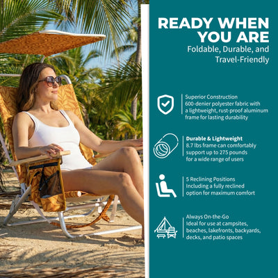 Bliss Hammocks Folding Beach Chair, Backpack Recliner with Canopy, (Used)