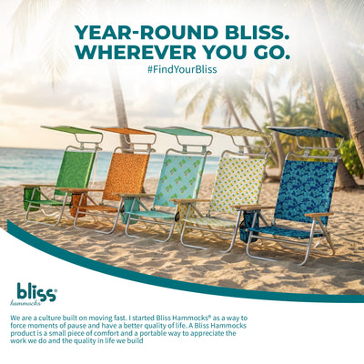 Bliss Hammocks Folding Beach Chair, Backpack Recliner with Canopy, (Used)