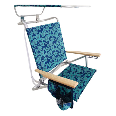 Bliss Hammocks Folding Beach Chair, Backpack Recliner with Canopy (Open Box) - VMInnovations