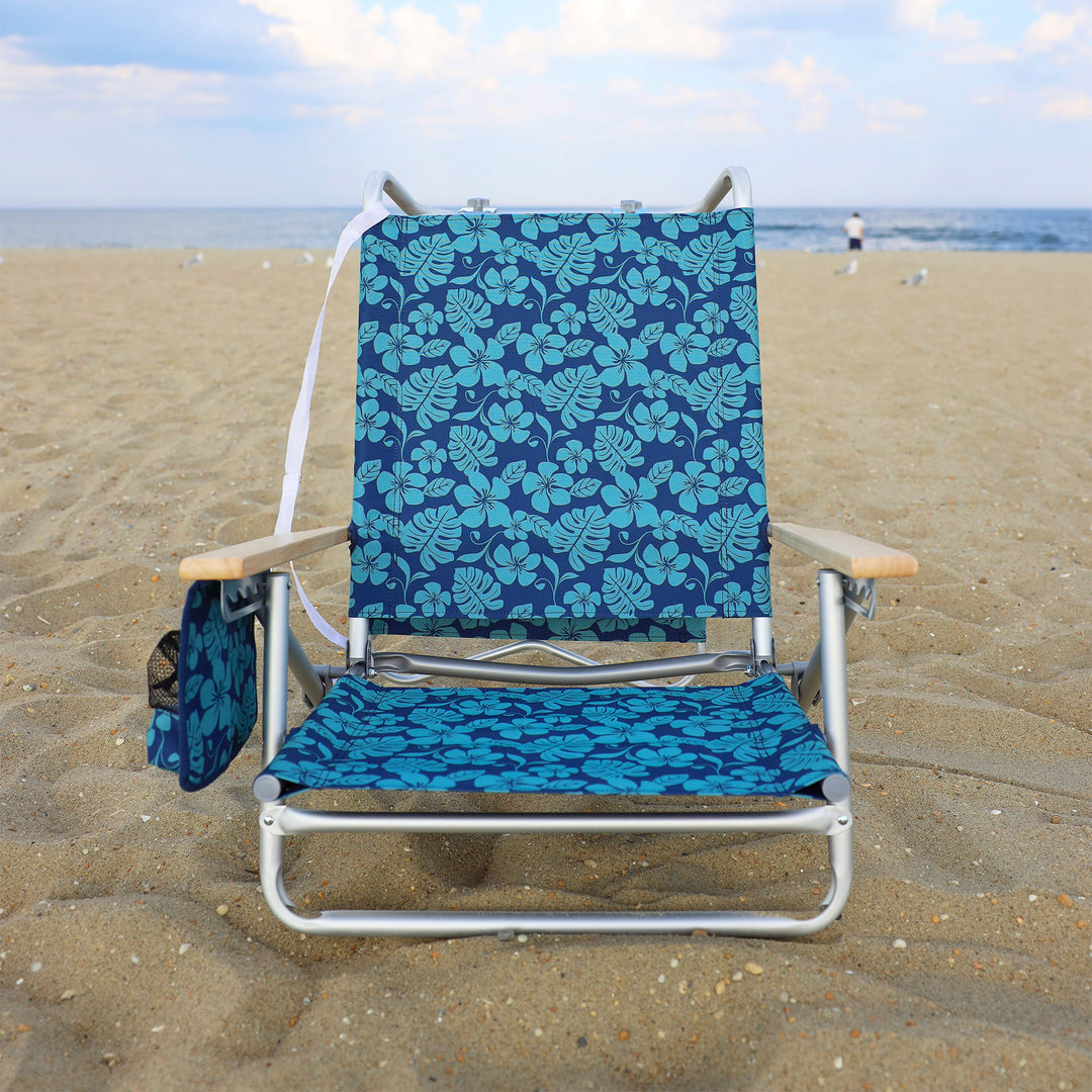 Bliss Hammocks Folding Chair, Backpack Recliner w/Canopy, Blue Flower (Used) - VMInnovations