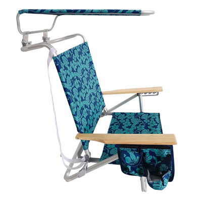 Bliss Hammocks Folding Beach Chair, Backpack Recliner with Canopy (Open Box) - VMInnovations