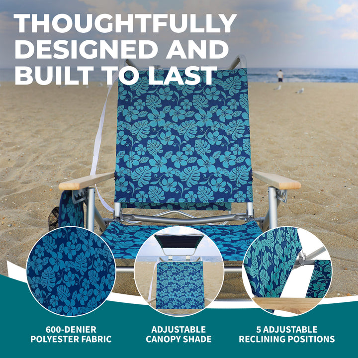 Bliss Hammocks Folding Chair, Backpack Recliner w/Canopy, Blue Flower (Used)