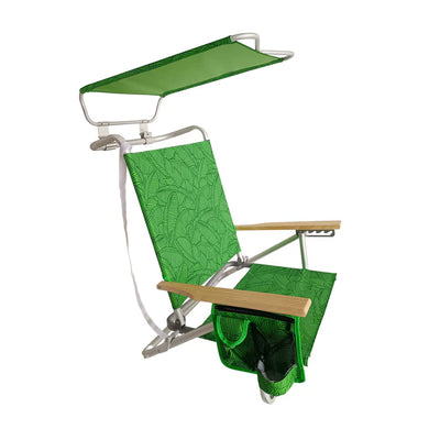 Bliss Hammocks Folding Beach Chair Recliner with Canopy, Banana Leaves(Open Box) - VMInnovations