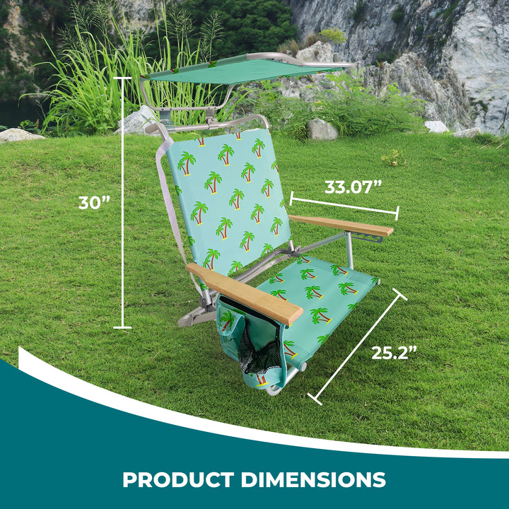 Bliss Hammocks Folding Beach Chair, Backpack Recliner with Canopy (Open Box) - VMInnovations