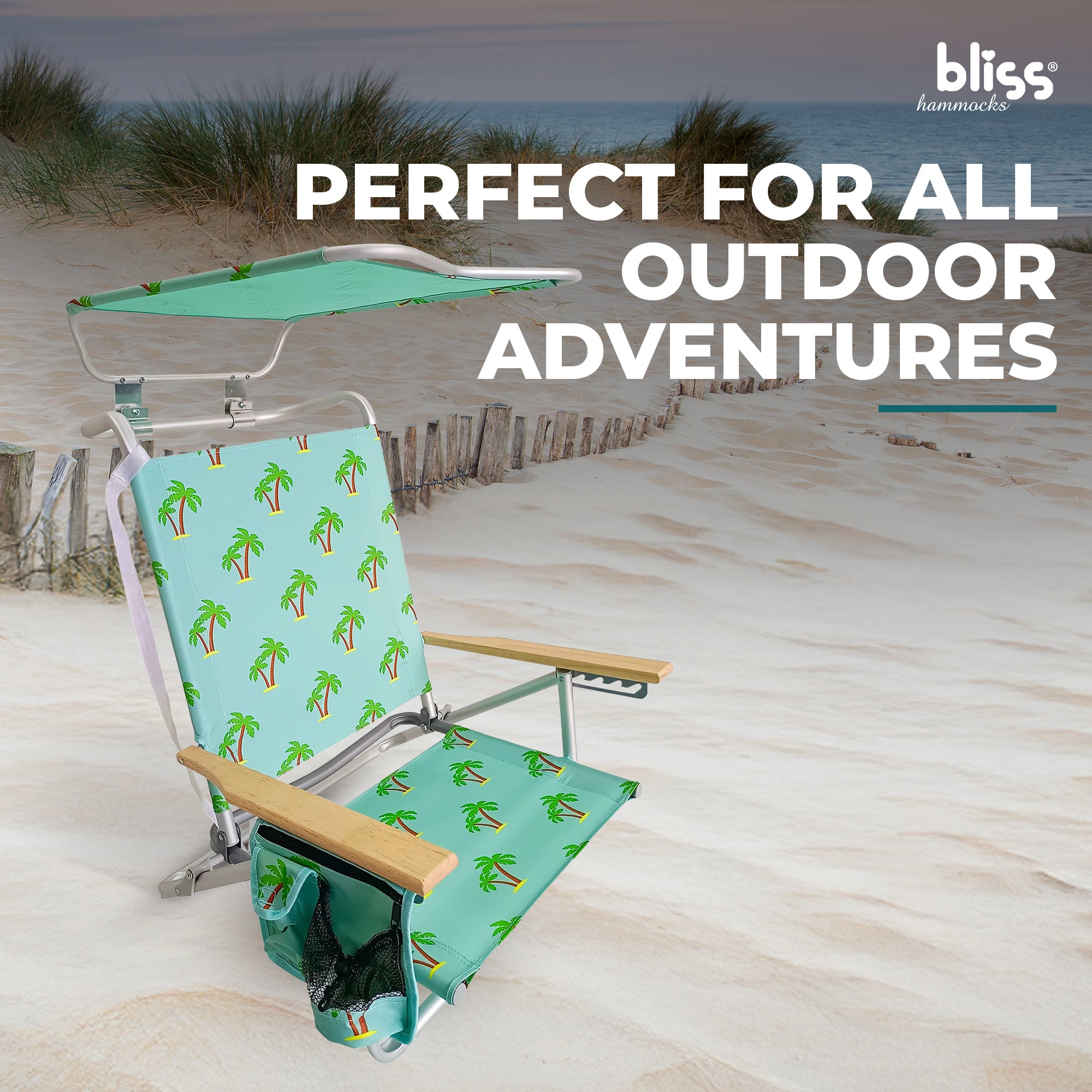 Bliss Hammocks Folding Beach Chair, Backpack Recliner with Canopy, (Used)