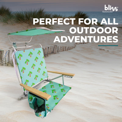 Bliss Hammocks Folding Beach Chair, Backpack Recliner with Canopy, (Used)