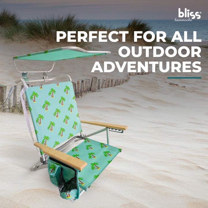 Bliss Hammocks Folding Beach Chair, Backpack Recliner with Canopy (Open Box)