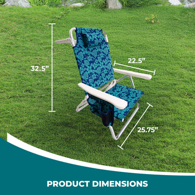Bliss Hammocks Folding Beach Chair, Backpack Recliner with Towel Rack (Open Box) - VMInnovations