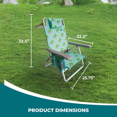 Bliss Hammocks Folding Beach Chair, Backpack Recliner with Towel Rack (Open Box)