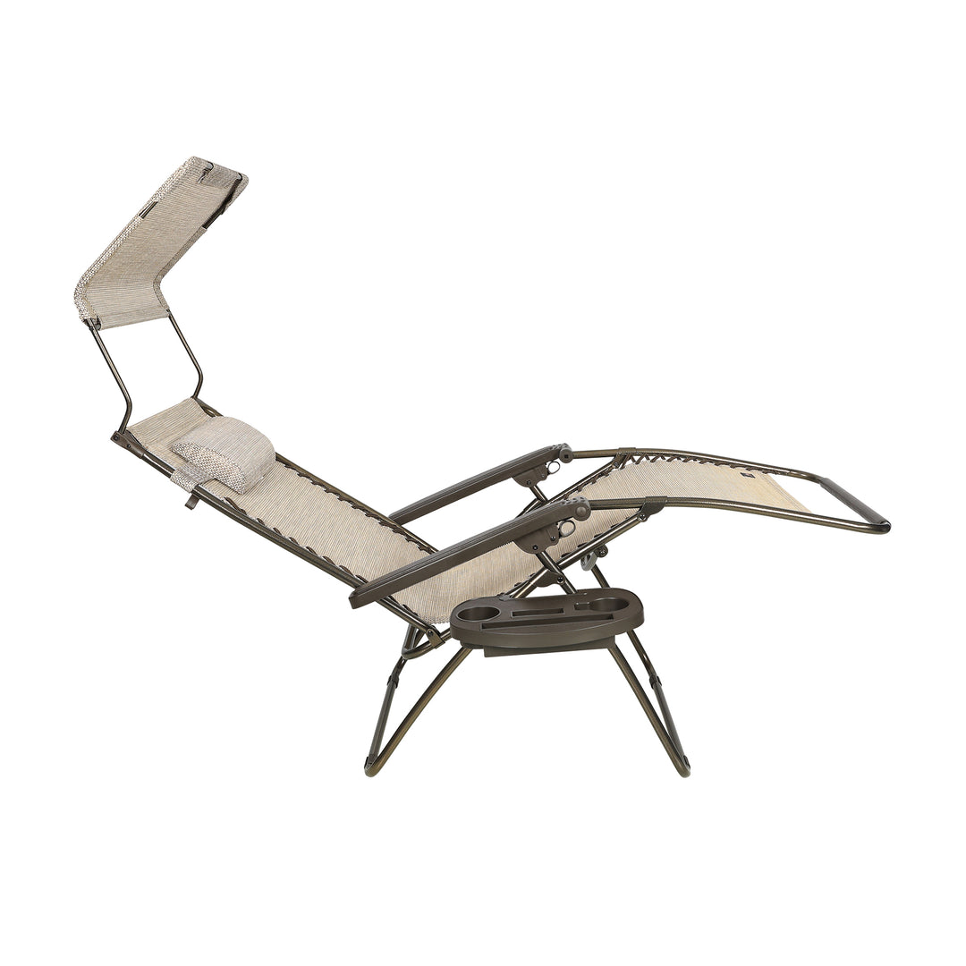 Bliss Hammocks 30" Wide XL Zero Gravity Outdoor Lounge Chair w/ Canopy, Sand